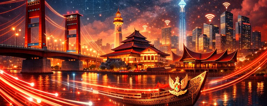 Jaringan fiber optic Bnetfiber terintegrasi dengan budaya Palembang